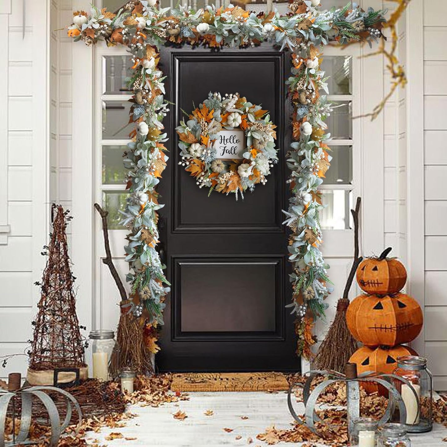 MapleCharm™ | Autumn wreath with pumpkin maple leaves