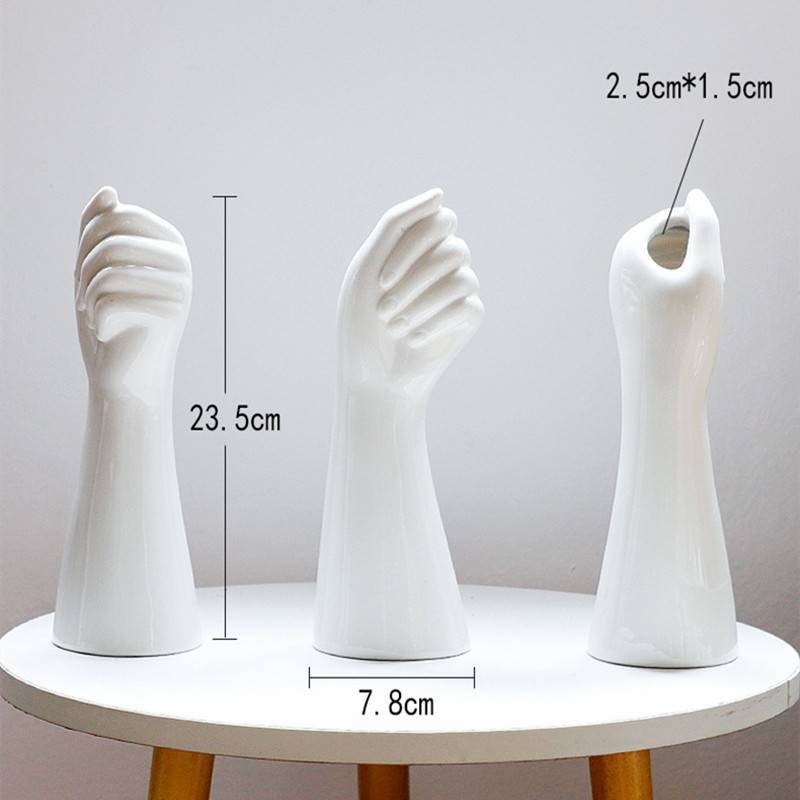 Glänzende Keramik-Vase in Handform Künstlerischer Wohnaccessoire-Akzent
