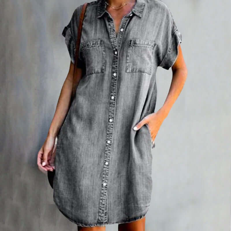 Clara™ | Lightweight button-front blouse dress