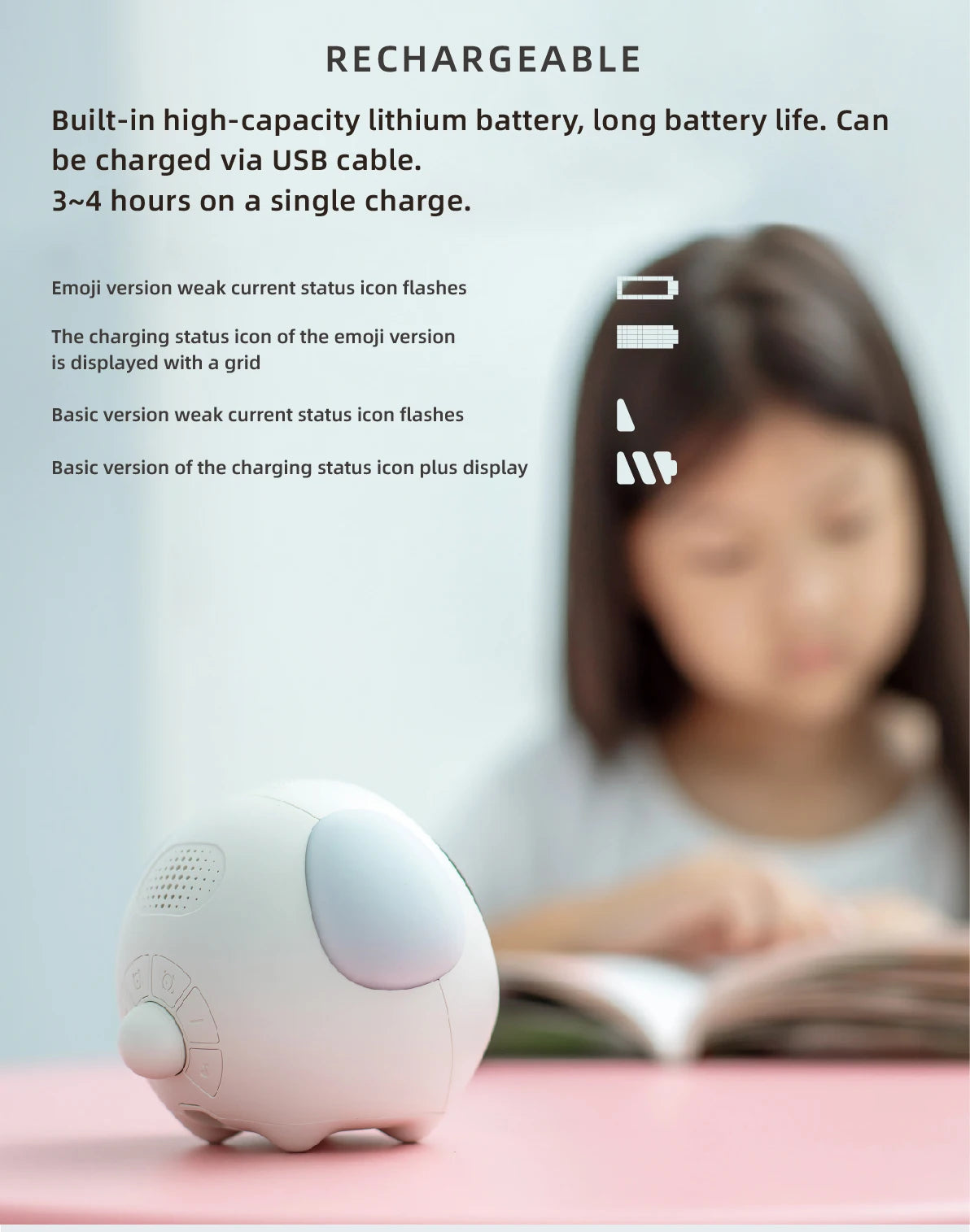 Niedliche Kawaii LED-Wecker mit Nachtlicht für Kinder