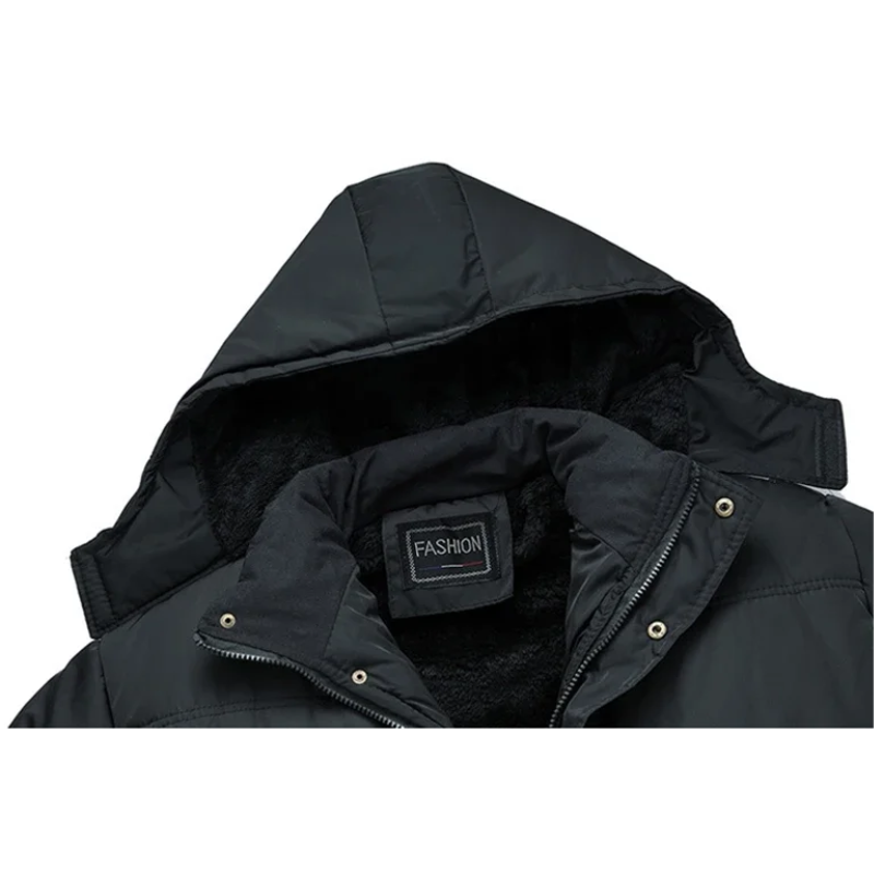 Cazora™ | Men's Hooded Padded and Fleece-Lined Winter Jacket – Black Winter Jacket for Cold Days