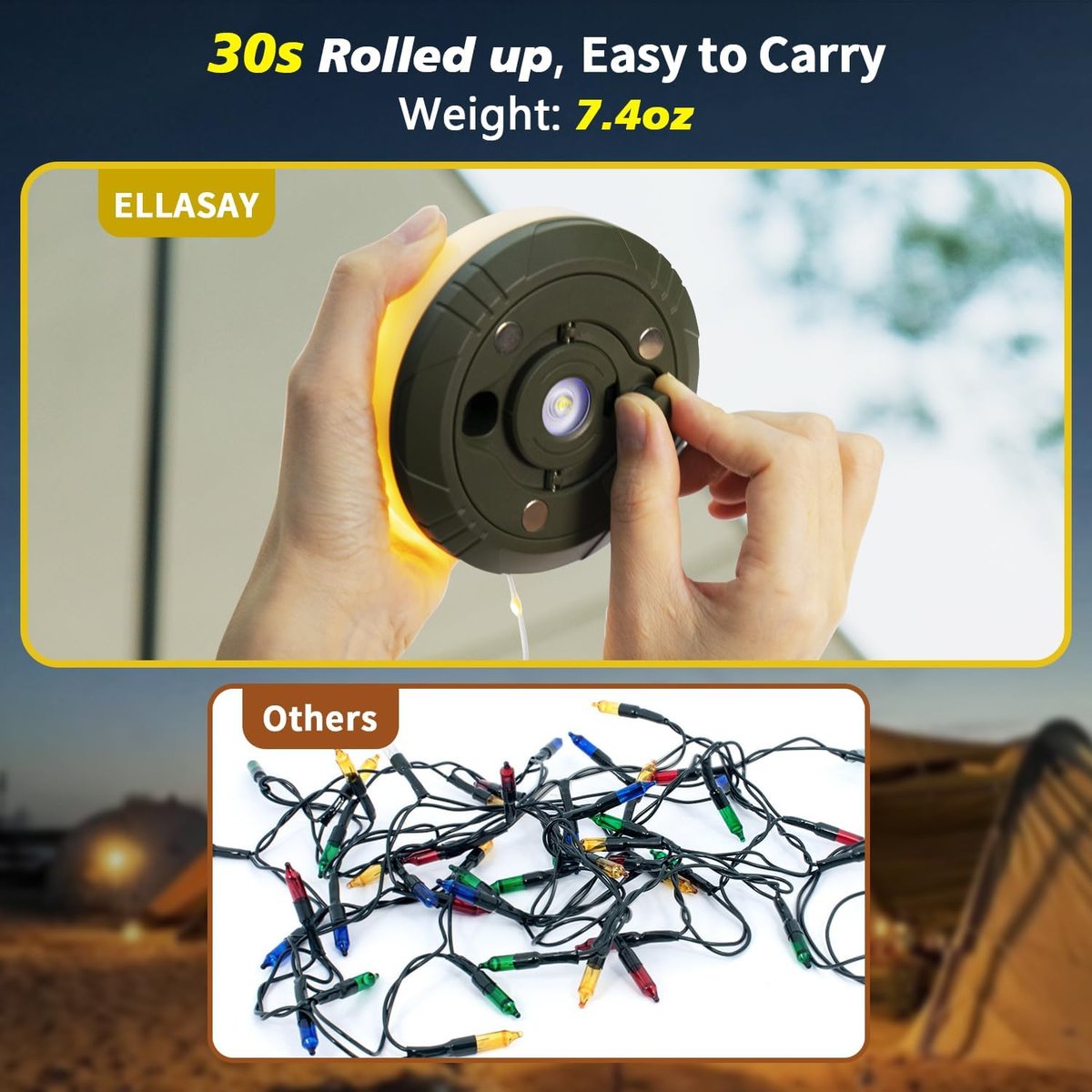 CampGlow™ | 4-in-1 camping lamp with RGB fairy lights and power bank
