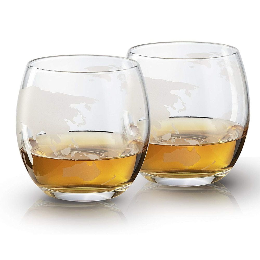 Vintage Globe Whiskey Dekanter Set mit eleganten Gläsern für die Hausbar