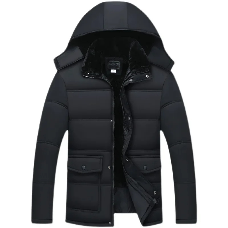 Cazora™ | Men's Hooded Padded and Fleece-Lined Winter Jacket – Black Winter Jacket for Cold Days