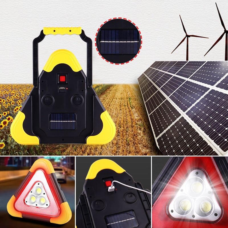 SolarAlert™ | 2-in-1 solar-powered triangular roadside warning light