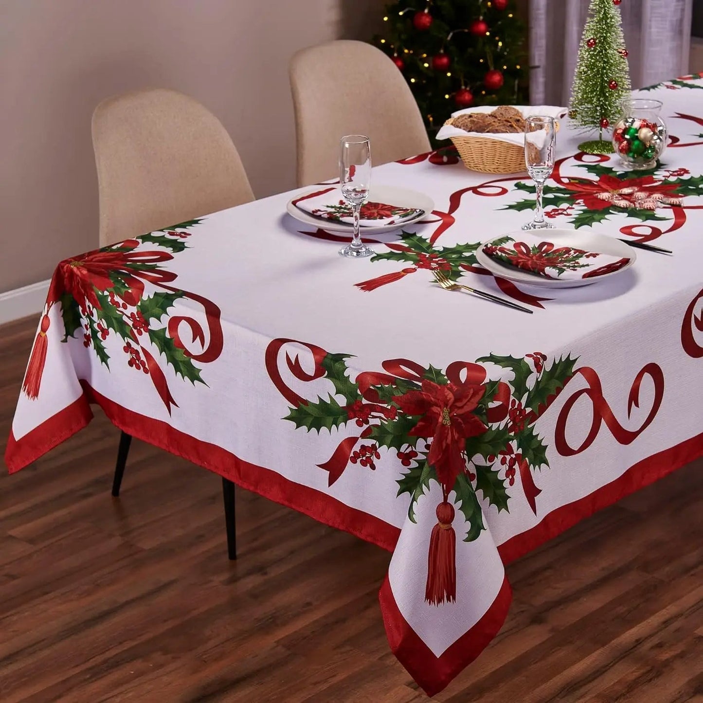ChristmasTable™ – Tablecloth with Christmas Ribbon | Holiday Collection
