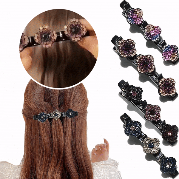Set mit funkelnden Kristall-Haarclips mit Geflecht