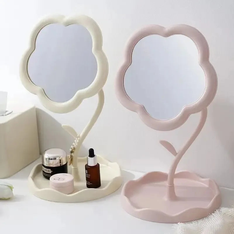 Pastellfarbener Blumen-Kompaktspiegel mit niedlichem koreanischem Design
