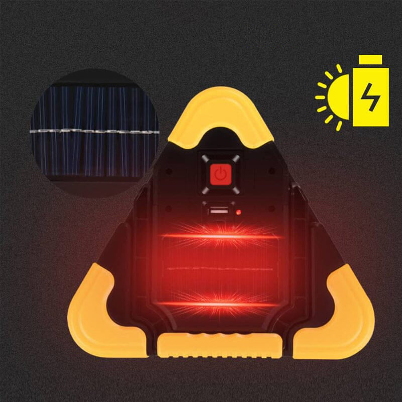 SolarAlert™ | 2-in-1 solar-powered triangular roadside warning light