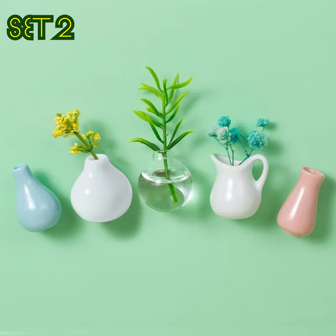 Set aus 5 Mini-Magnetblumenvasen für moderne Wohnkultur