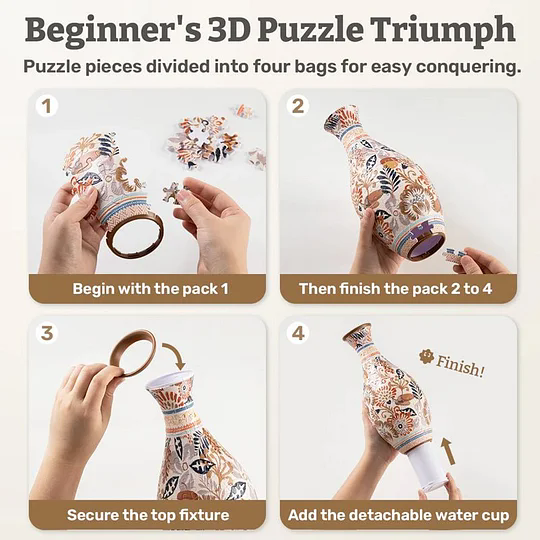 3D Blumige Puzzle-Vasen-Dekoration