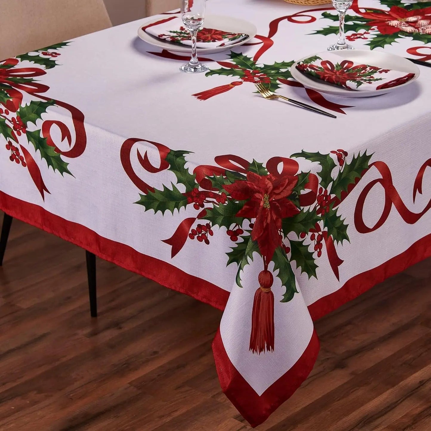 ChristmasTable™ – Tablecloth with Christmas Ribbon | Holiday Collection