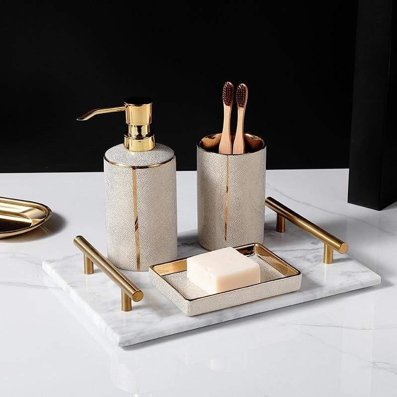 Modernes minimalistisches Badezimmer-Zubehör-Set für stilvolle Organisation