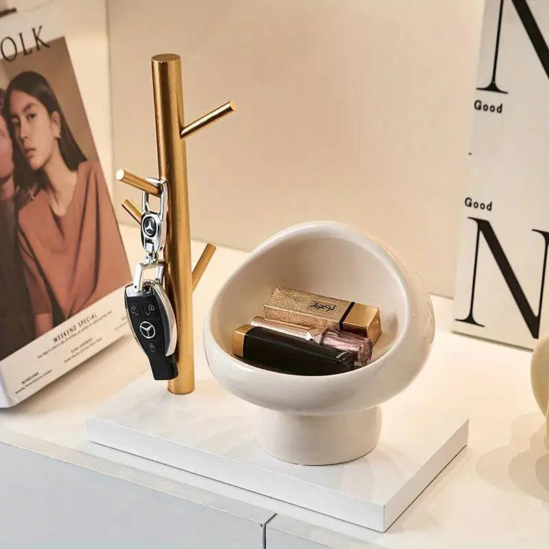 Minimalistische Keramik-Pilz-Aufbewahrungsbox für Schmuck und Schlüssel