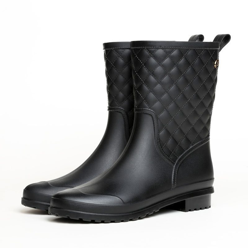 Berta™ | Women's Waterproof Wellington Boots – Mid-cut, non-slip, and stylish checkered