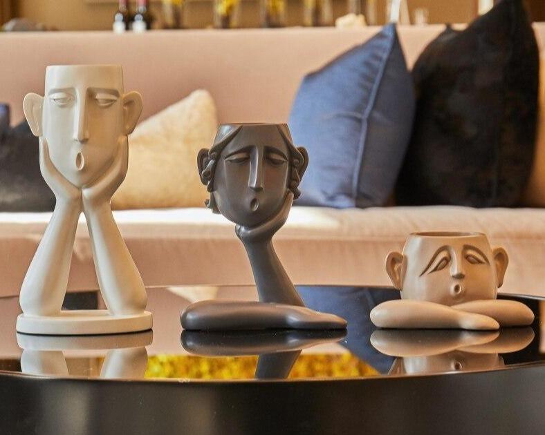 Handgefertigte Keramik-Tanuki-Vase für Boho-Heimdekoration
