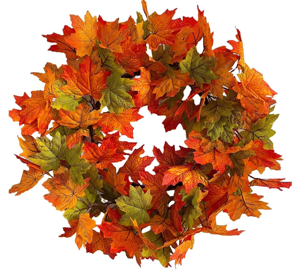 MapleCharm™ | Autumn wreath with pumpkin maple leaves