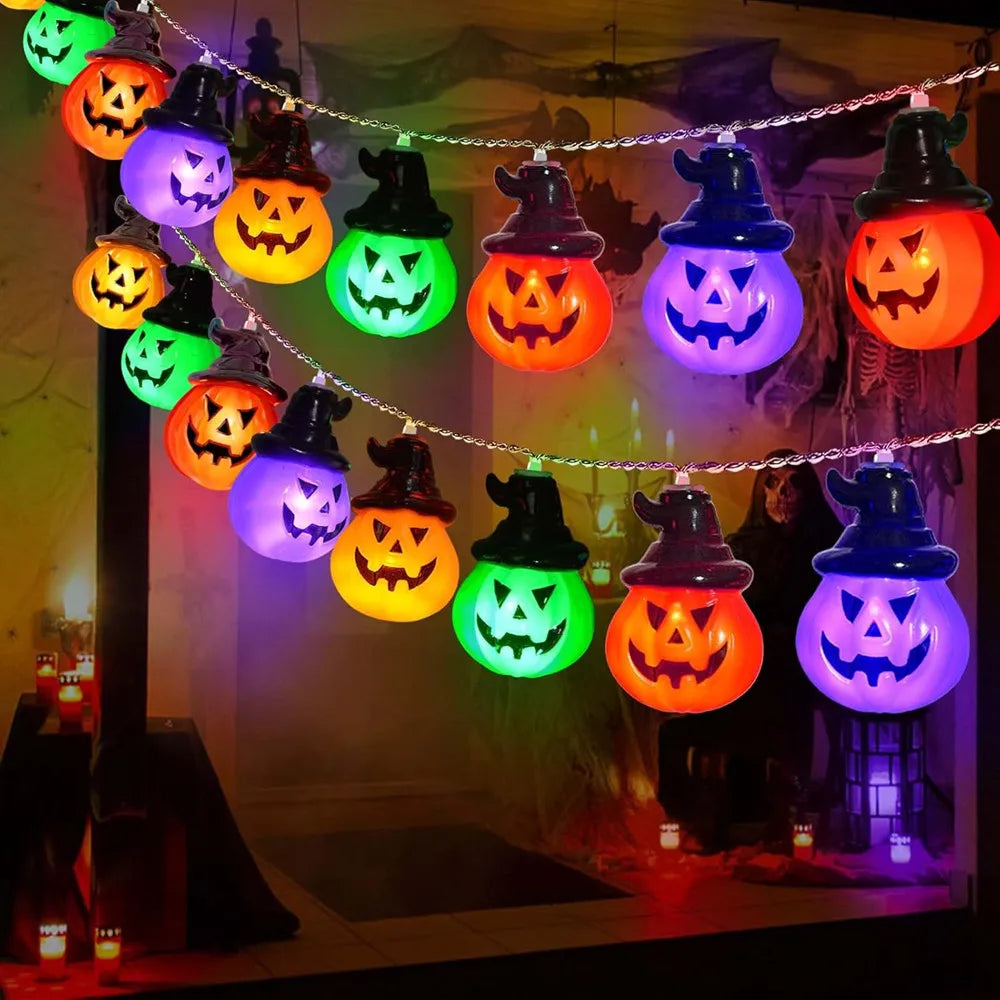 Halloween Kürbis Lichterkette USB Batterie betrieben Innen Außen Dekoration
