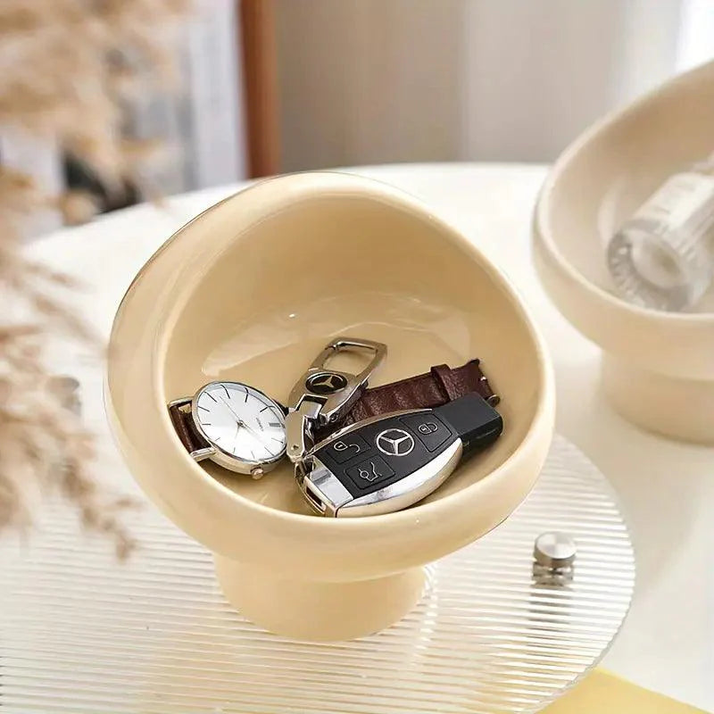 Minimalistische Keramik-Pilz-Aufbewahrungsbox für Schmuck und Schlüssel