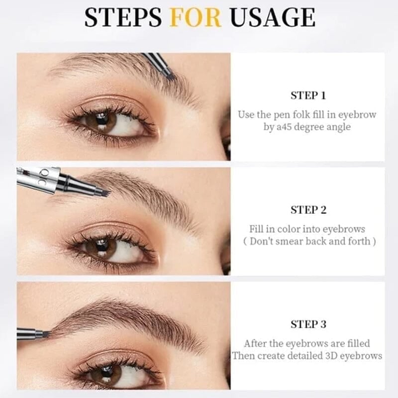 BrowFork™ – 3D Waterproof Eyebrow Pencil with 4-Prong Tip