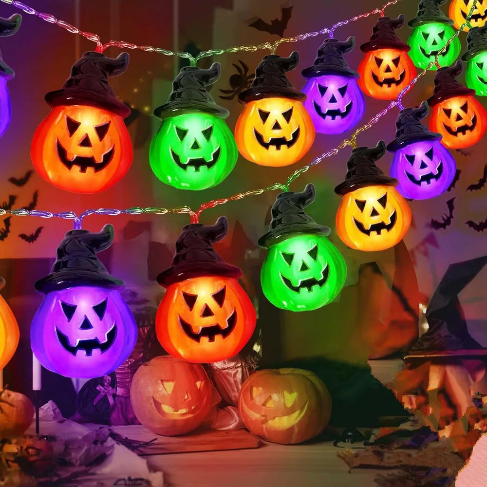 Halloween Kürbis Lichterkette USB Batterie betrieben Innen Außen Dekoration