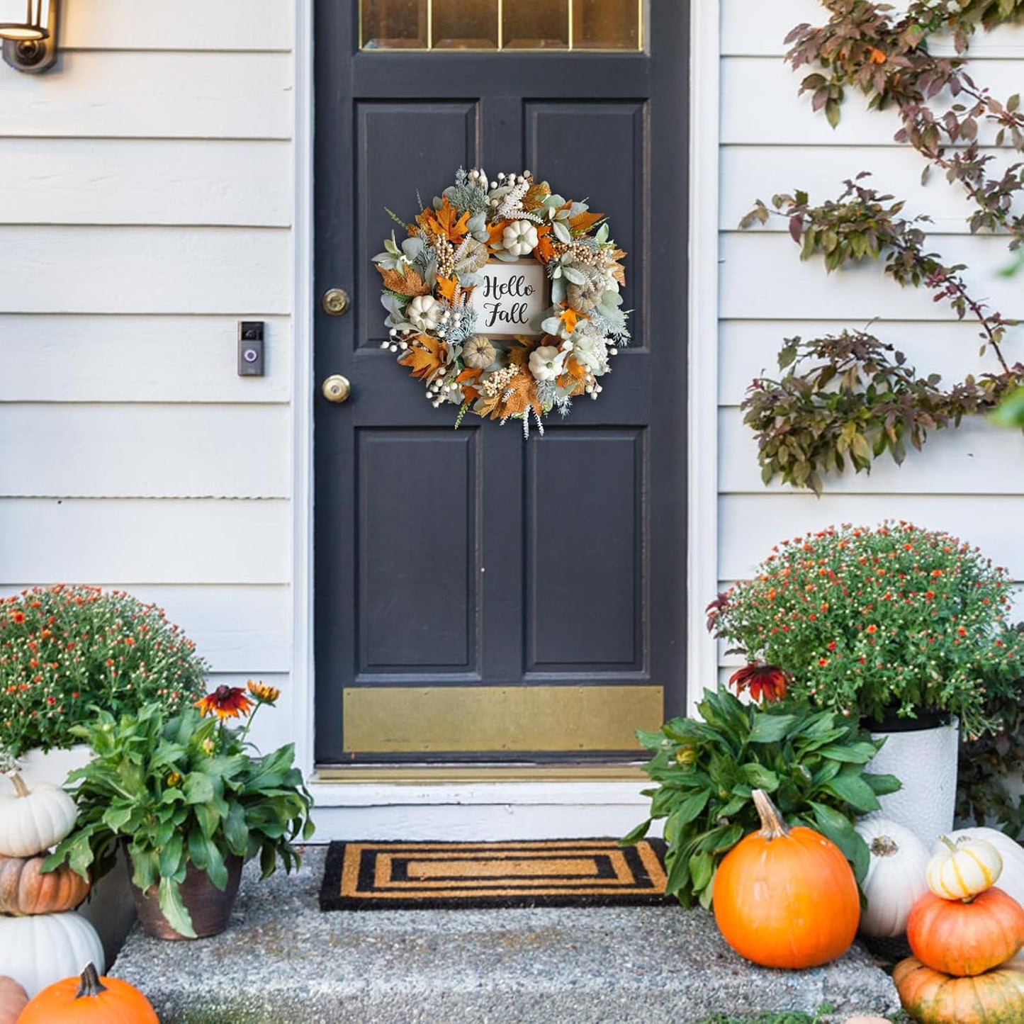 MapleCharm™ | Autumn wreath with pumpkin maple leaves