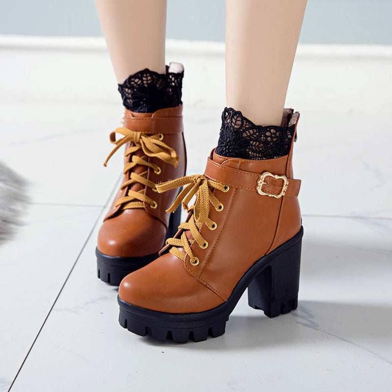 Cozenia™ | Fashionable lace-up boots with a stable heel