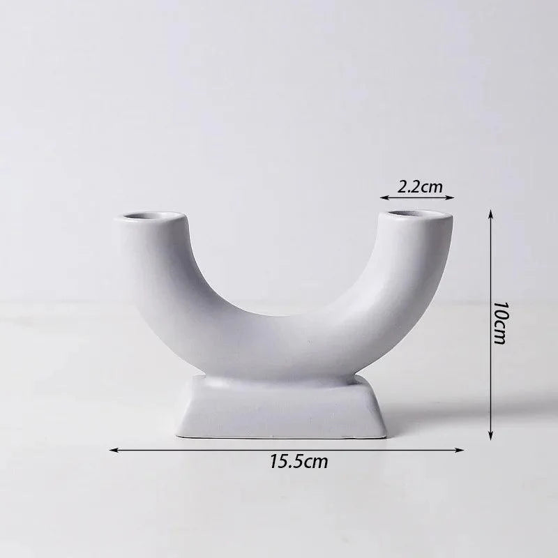 Minimalistischer skandinavischer Kerzenhalter und Vase aus Eisen und Glas