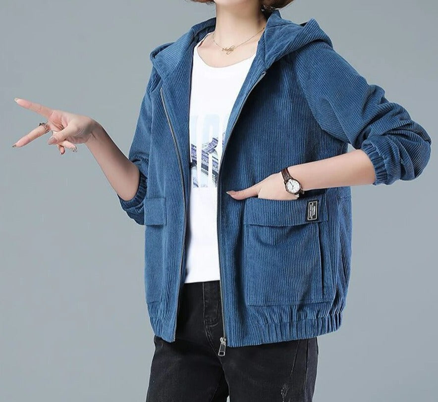 Brianna™ | Women's Zip-Up Corduroy Hoodie with Large Pockets