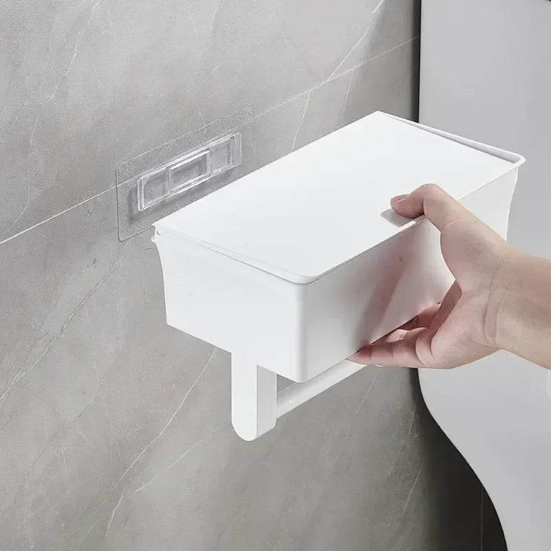 Rolluxe™ – 2-in-1 toilet paper holder with storage box