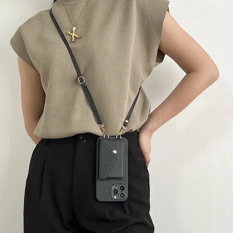 Strapo™ – The leather card holder with lanyard for your iPhone