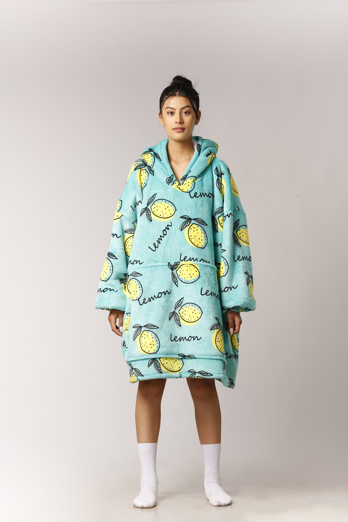 Citrus Lemon™ Ultra-Soft Sherpa Hooded Blanket