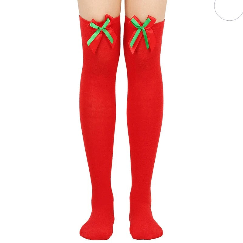 FestiveSocks™ – Knee Highs with Bows | Holiday Collection