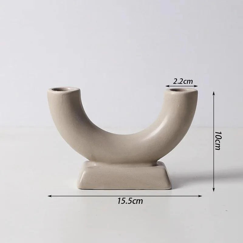 Minimalistischer skandinavischer Kerzenhalter und Vase aus Eisen und Glas