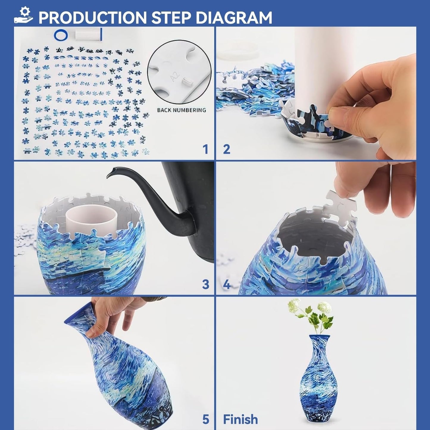 3D Blumige Puzzle-Vasen-Dekoration