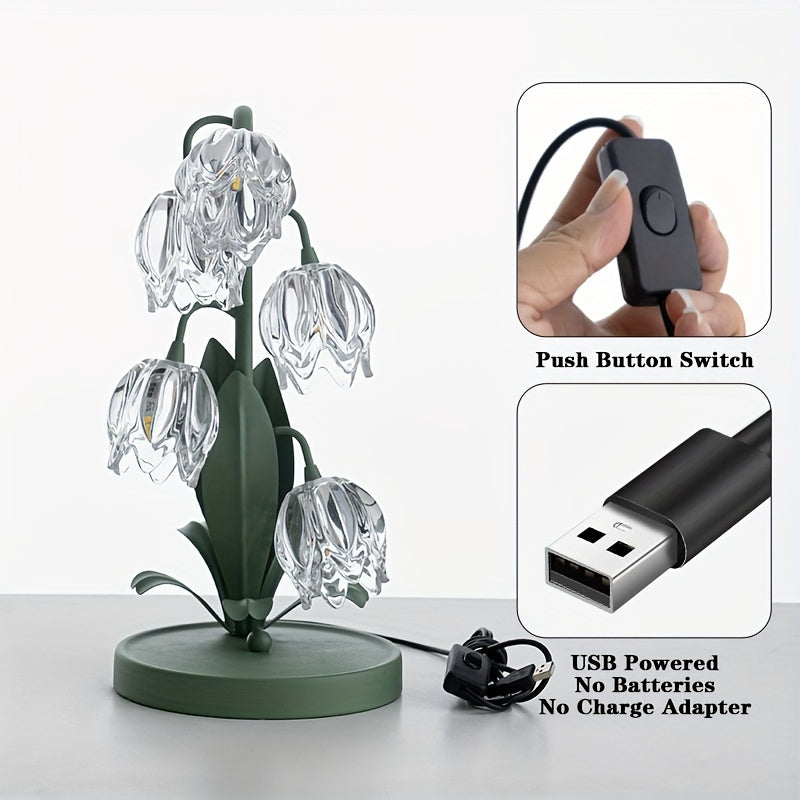Moderne Blumen-LED-Tischlampe für stilvolle Wohnkultur