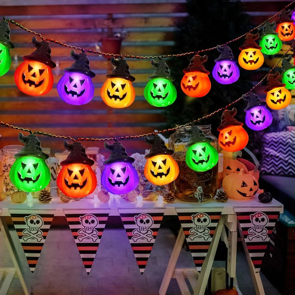 Halloween Kürbis Lichterkette USB Batterie betrieben Innen Außen Dekoration