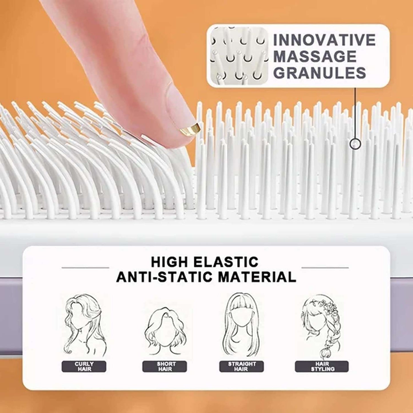 4-in-1 Selbstreinigende Antistatische Haarbürste und Kopfhautmassagegerät