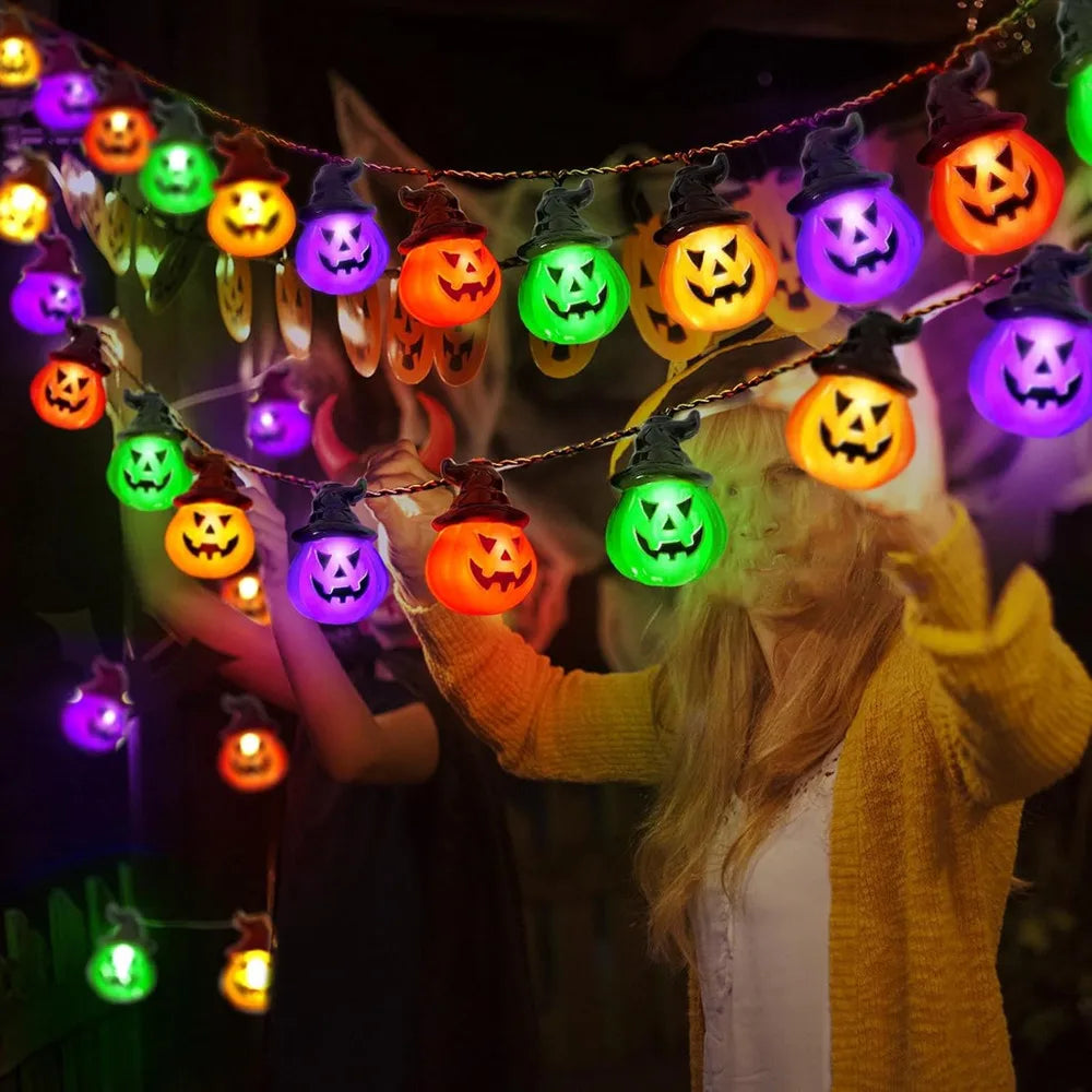 Halloween Kürbis Lichterkette USB Batterie betrieben Innen Außen Dekoration