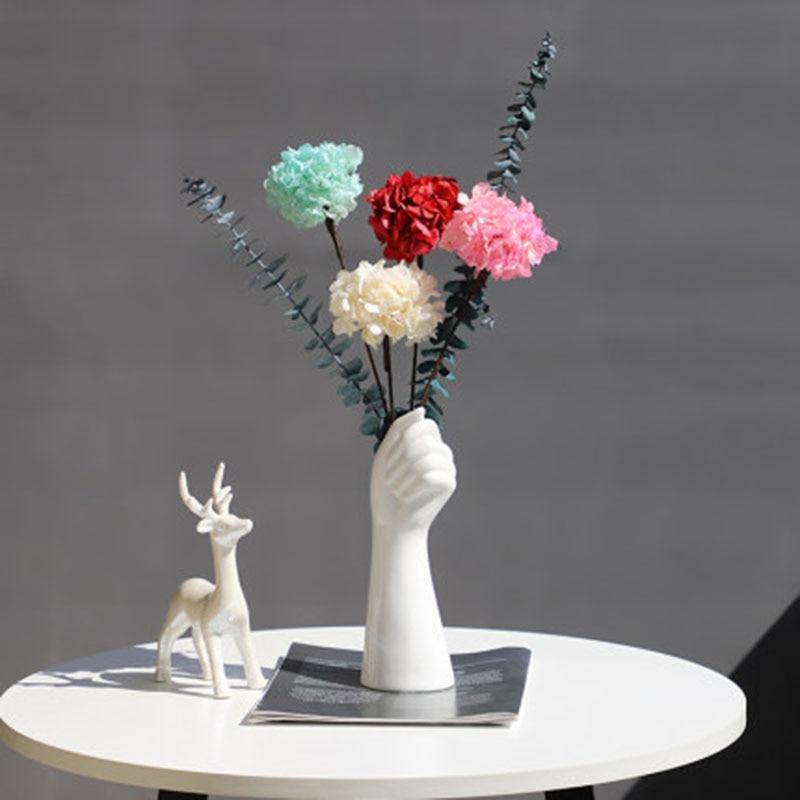 Glänzende Keramik-Vase in Handform Künstlerischer Wohnaccessoire-Akzent