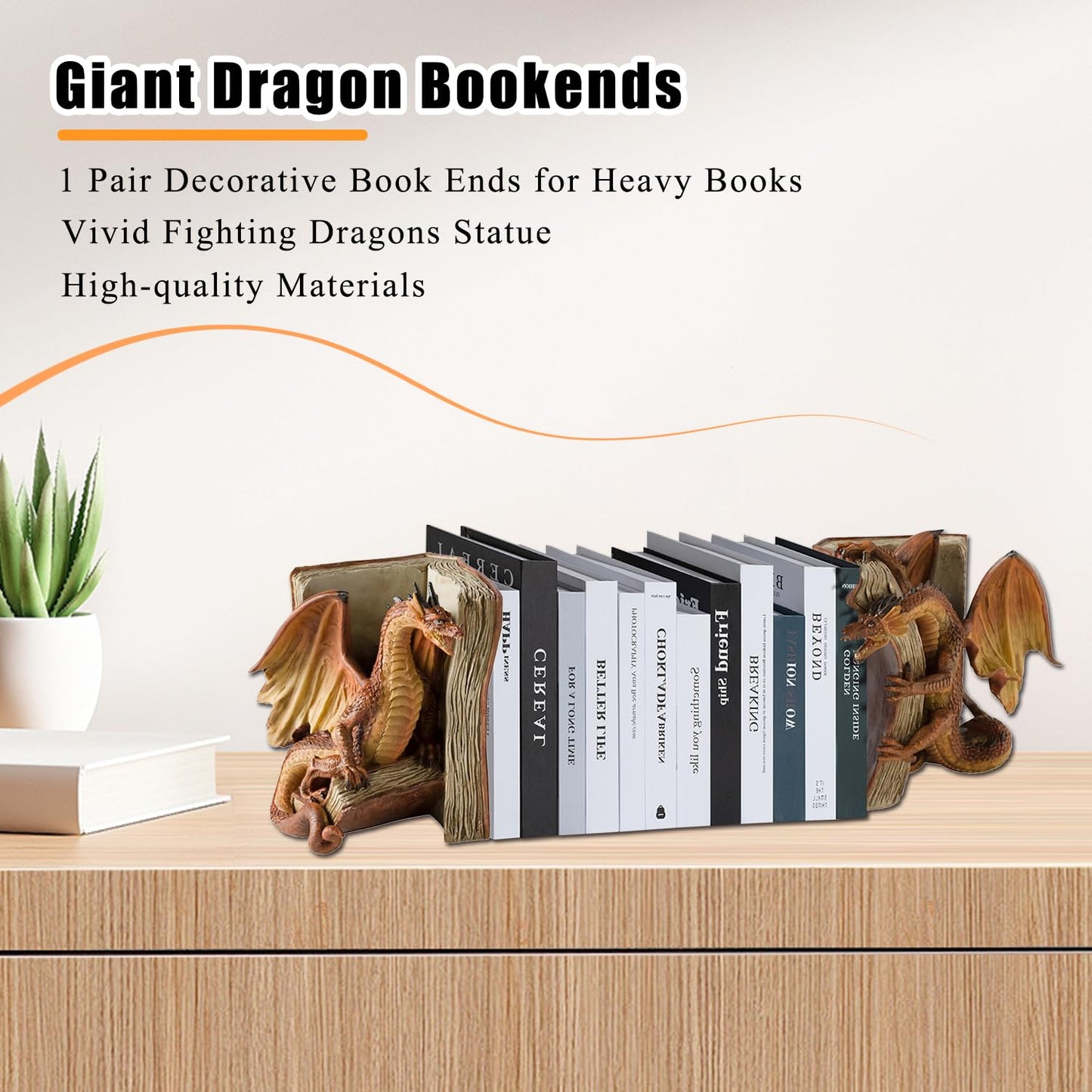 Mythische Drachensbuchstützen für magische Wohnkultur