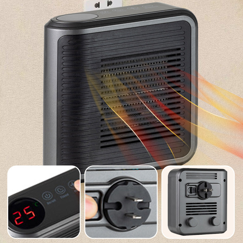 Kompakte 800W Wandheizung mit einstellbarem Thermostat und Timer