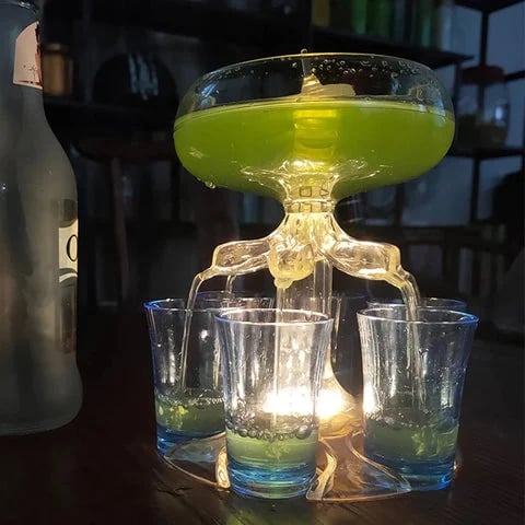 Vintage 6-Schuss-Glas Spirituosenspender Barzubehör