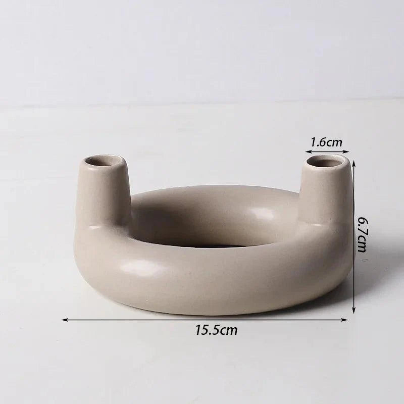 Minimalistischer skandinavischer Kerzenhalter und Vase aus Eisen und Glas