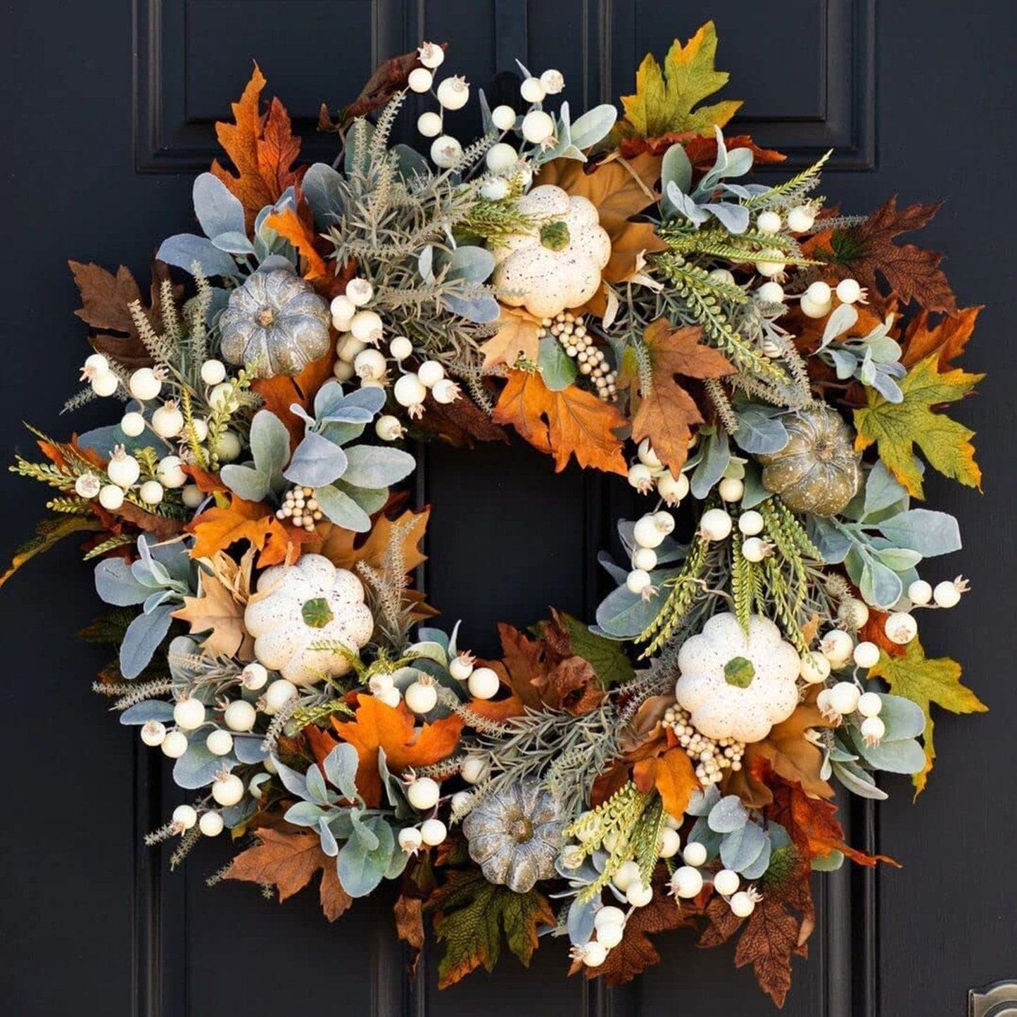 MapleCharm™ | Autumn wreath with pumpkin maple leaves