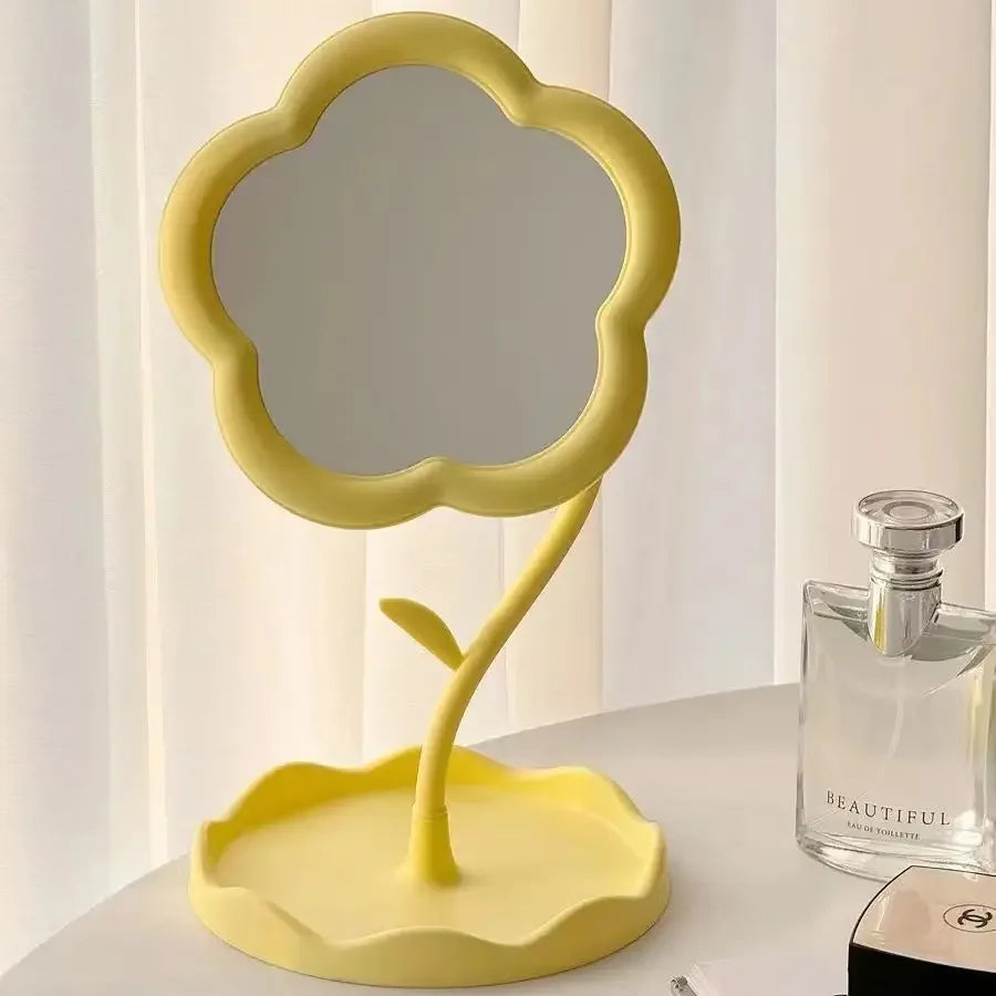 Pastellfarbener Blumen-Kompaktspiegel mit niedlichem koreanischem Design