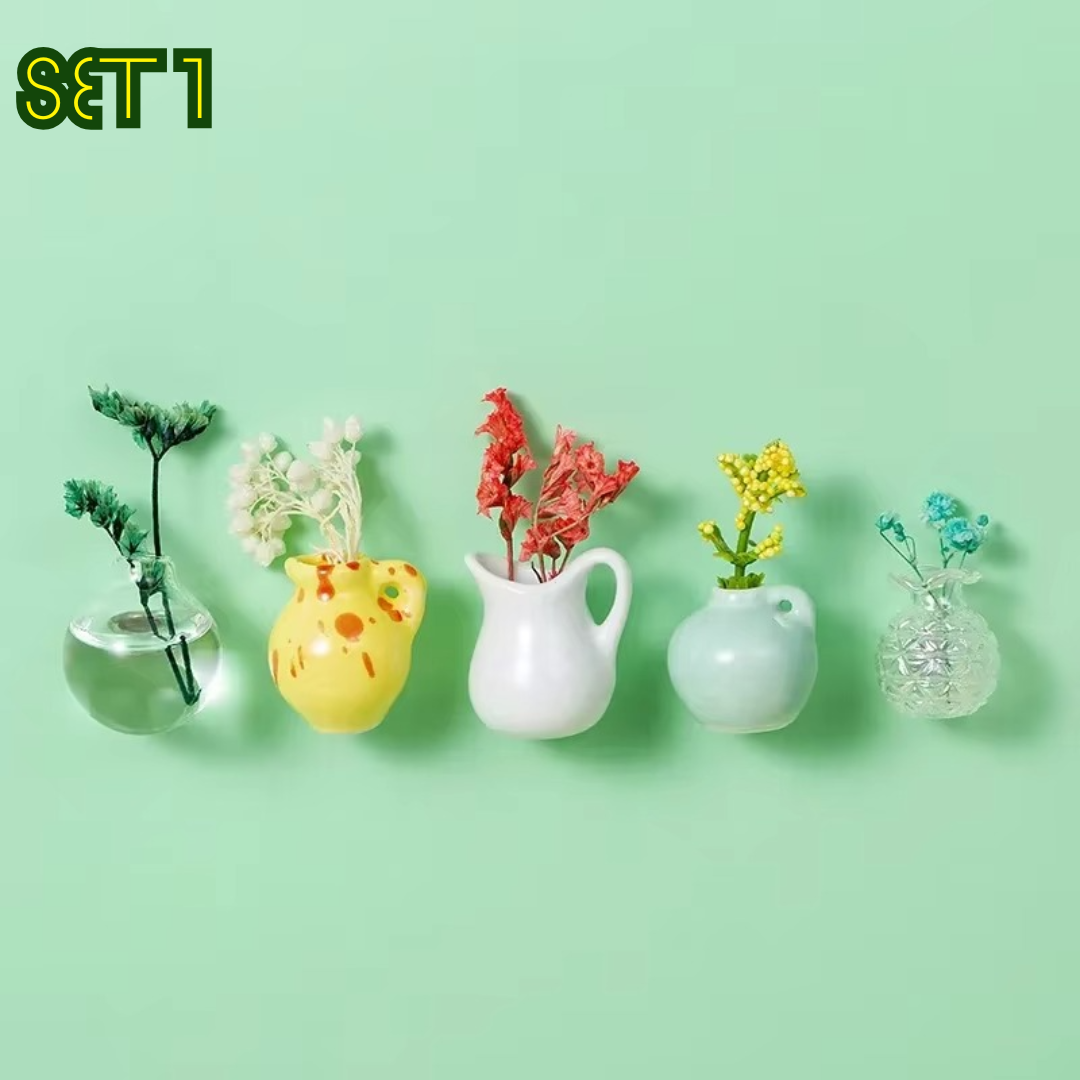 Set aus 5 Mini-Magnetblumenvasen für moderne Wohnkultur