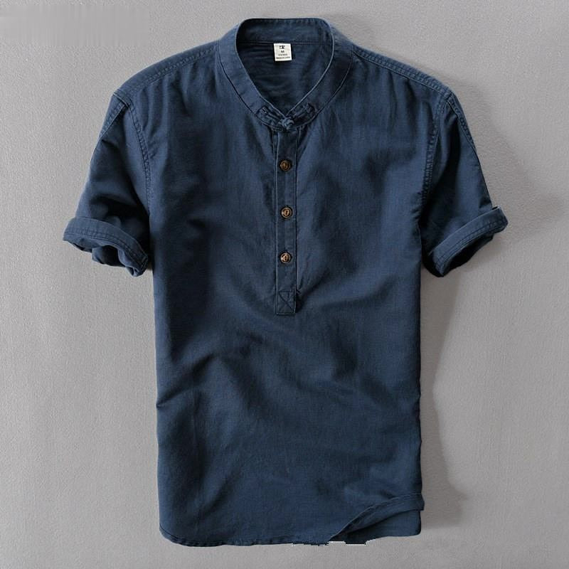 Merrick™ | Men's Henley Collar Cotton Button-Detail T-Shirt