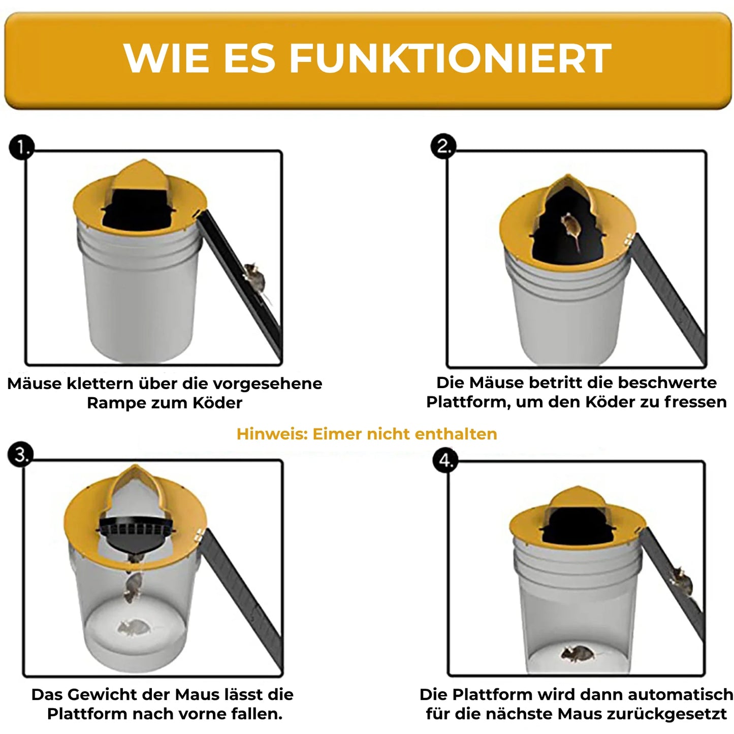 ClipBucket™ | Mousetrap with lid - automatic rodent catcher