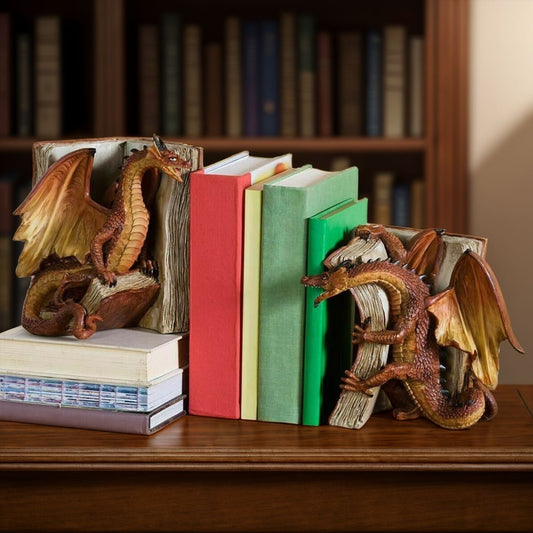 Mythische Drachensbuchstützen für magische Wohnkultur